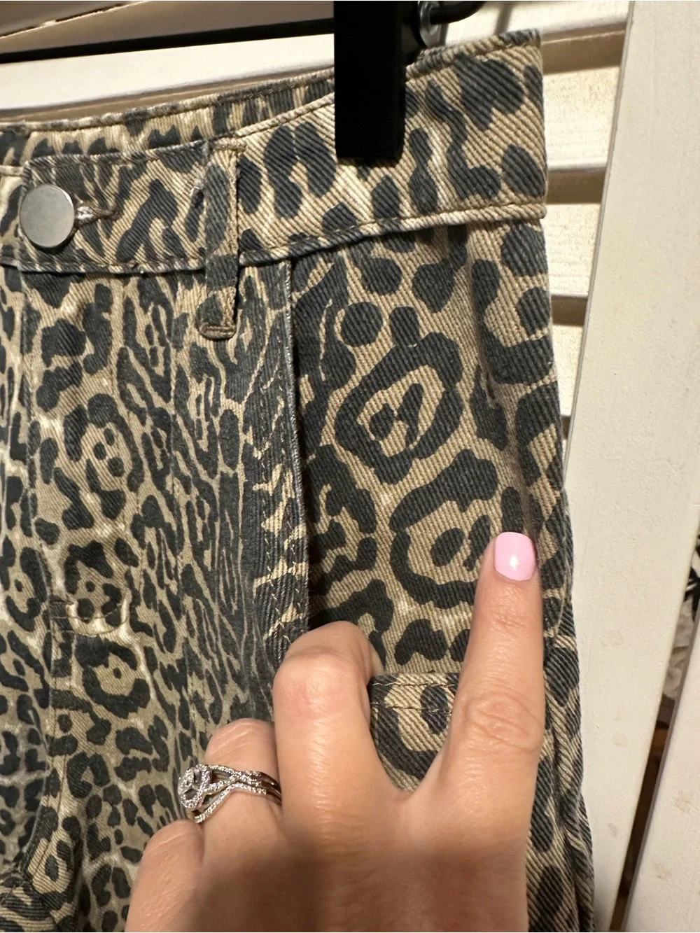 Alter’d State Leopard Print Wide Leg Jeans High Rise Utility Western Y2K